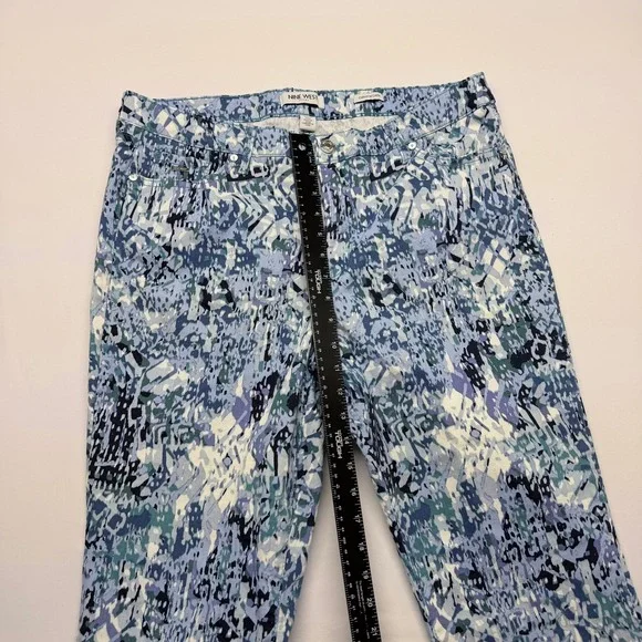 Nine West Chrystie Capri Jeans Women 16 Blue Abstract Print Stretch Cropped Pant - Picture 9 of 11